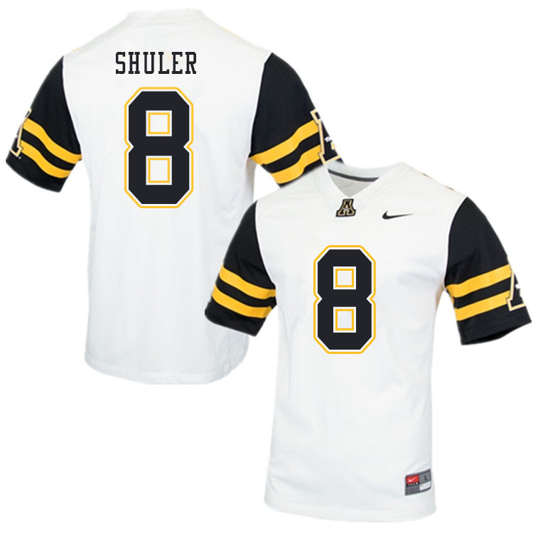 Men #8 Navy Shuler Appalachian State Mountaineers College Football Jerseys Sale-White